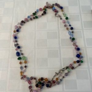 Multi-colored, long, beaded necklace